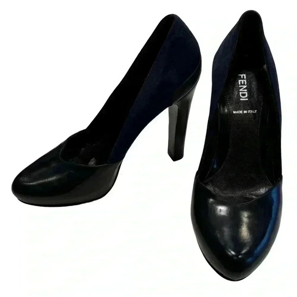 Fendi leather and suede midnight navy pumps/ heels excellent! Sz EU 36 U… - Picture 2 of 12